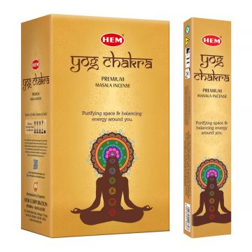 Yoga Chakra Premium Masala Incense Sticks, HEM, 15gm x 12 Boxes
